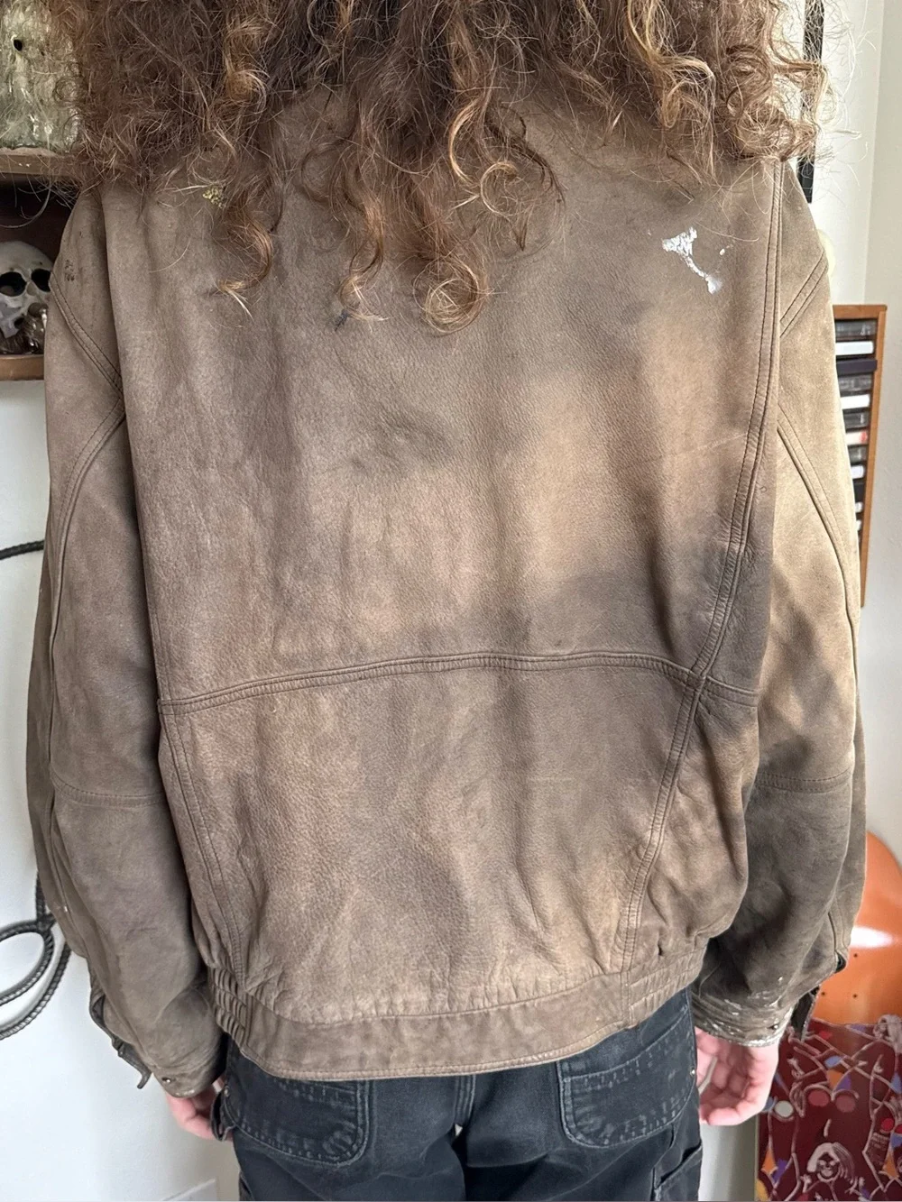 Vintage 80s Wilsons Leather Faded Brown Leather Bomber Jacket Grunge ~ Size XL